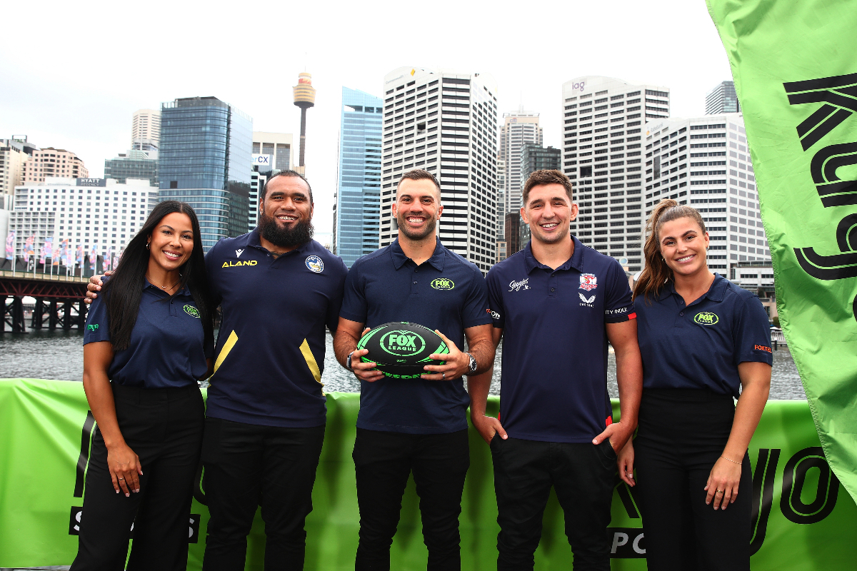 MAIN FXSP NRL2023 Season Launch Tiana Penitani Junior Paulo James Tedesco Victor Radley and Jessica Sergis Fox League Launch 2023 Ph